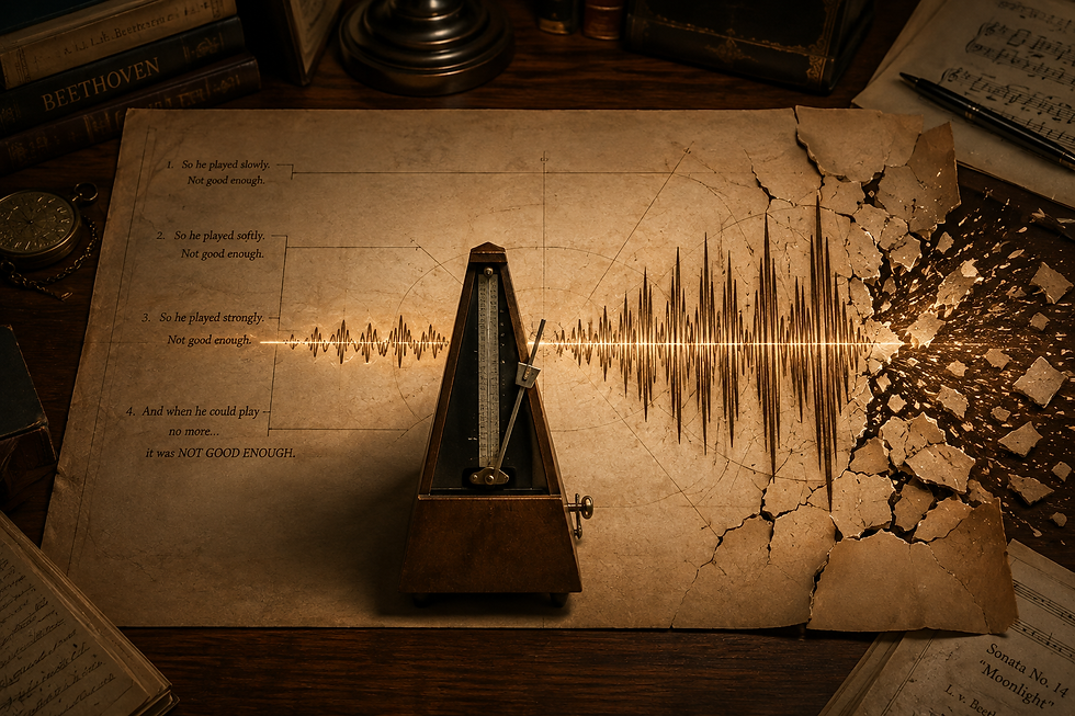 A visual data concept showing an escalating soundwave breaking paper, representing the domestic abuse themes in our Beethoven poem summary.