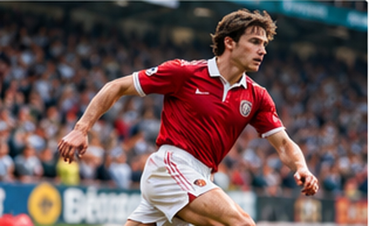 Illustration of Danny Casey, the talented young footballer admired by Sophie, running on a football field