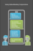 Two illustrated people beside a phone displaying a chat about subordinating conjunctions. Blue and green text bubbles on a gray background.