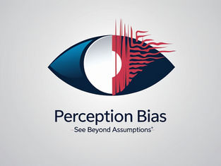 Stylized eye logo with blue and red patterns, text "Perception Bias" and "See Beyond Assumptions" on dark background.