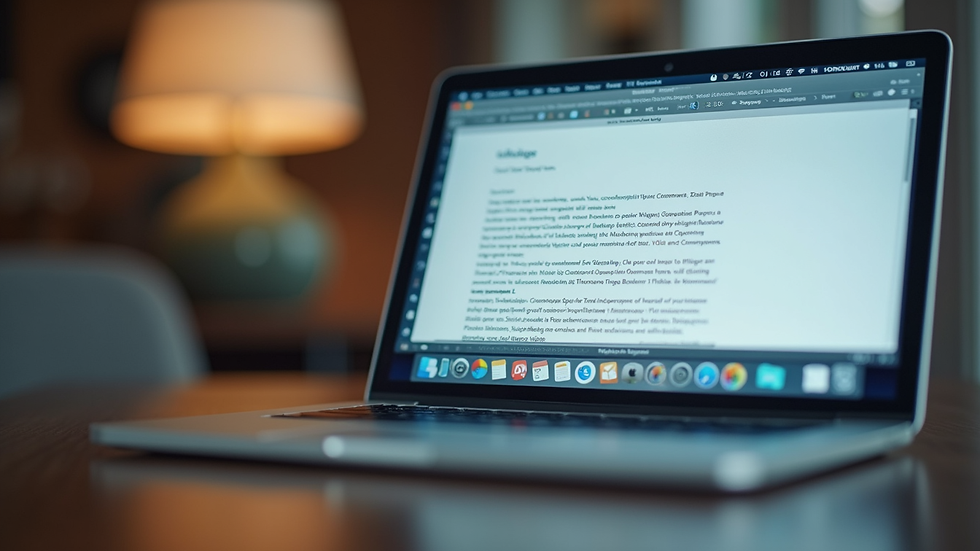 Close-up view of a laptop screen showing a writing document