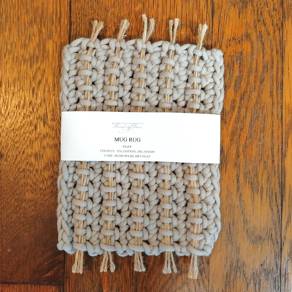 Thumbnail: Handmade Crochet Mug Rug with Jute Accents
