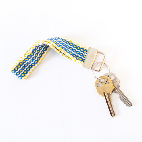 Handwoven Key Fob - Blue Daisy Chain | Walther Handmade LLC