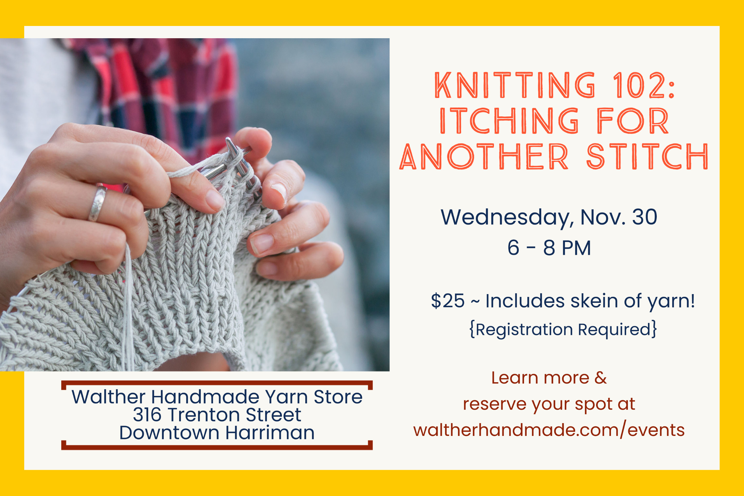 Knitting 102 Itching for Another Stitch Walther Handmade LLC