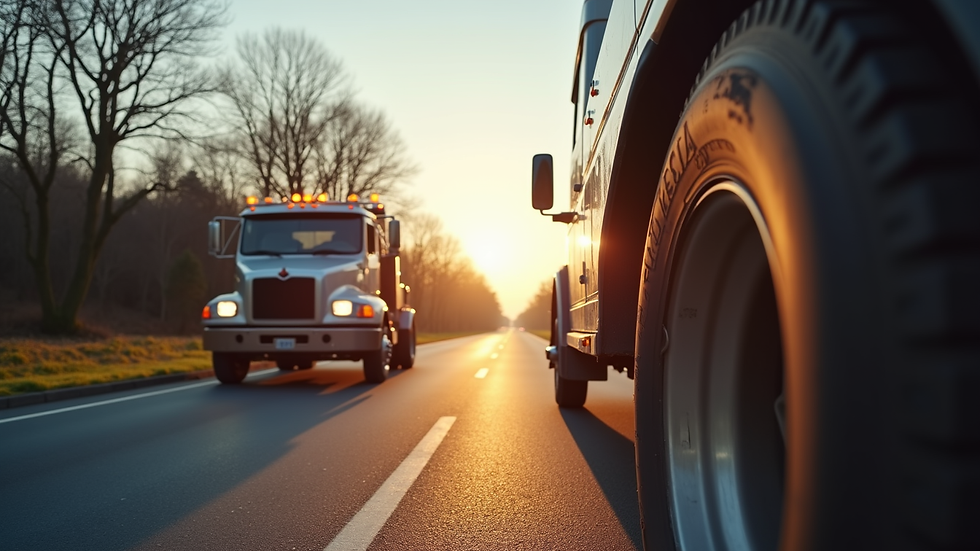 Close-up view of a tow truck arriving at a roadside vehicle