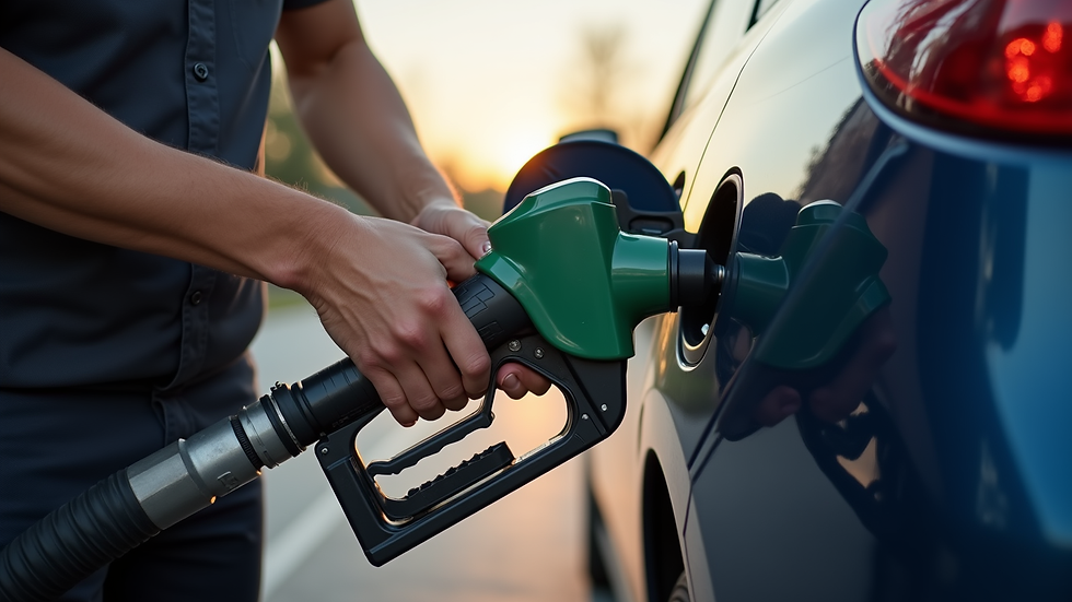Close-up view of a fuel canister being filled by a roadside assistance technician