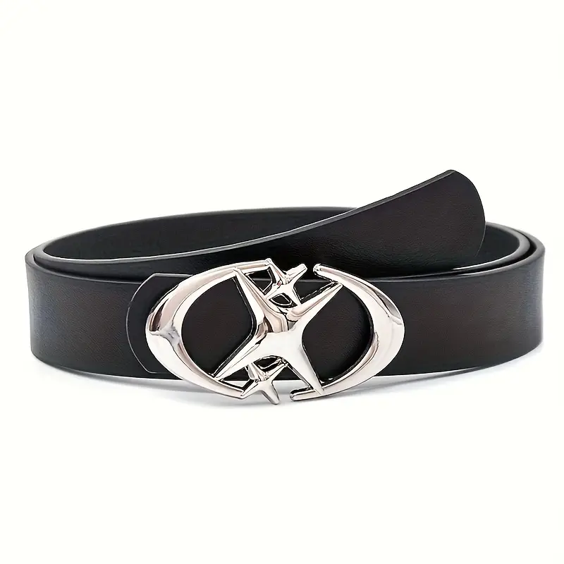 Cinto elegante com fivela de metal cruzada oval