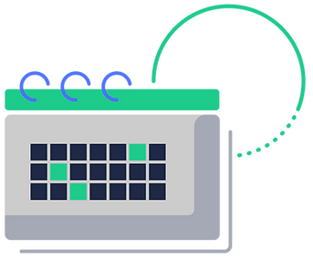 Calendario con horarios reservados.