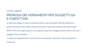 Proroga dei versamenti per soggetti ISA e forfettari