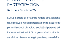 Tassazione delle plusvalenze su partecipazioni – Ritorno all’assetto 2025.