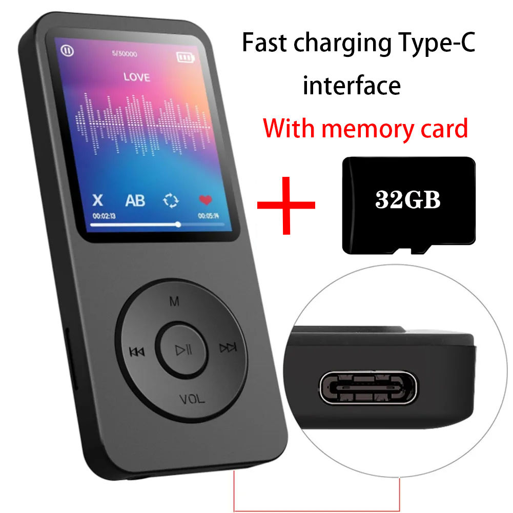 MP3 Player Type-C Interface Fast Charging Port (with 32GB Memory Card) 5.4 Bluet