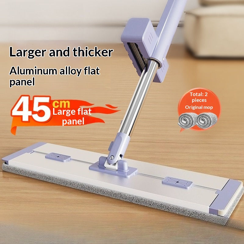 Extra Wide Thick Aluminum Alloy Flat Mop Microfiber Pad Hands Free Easy Wringing