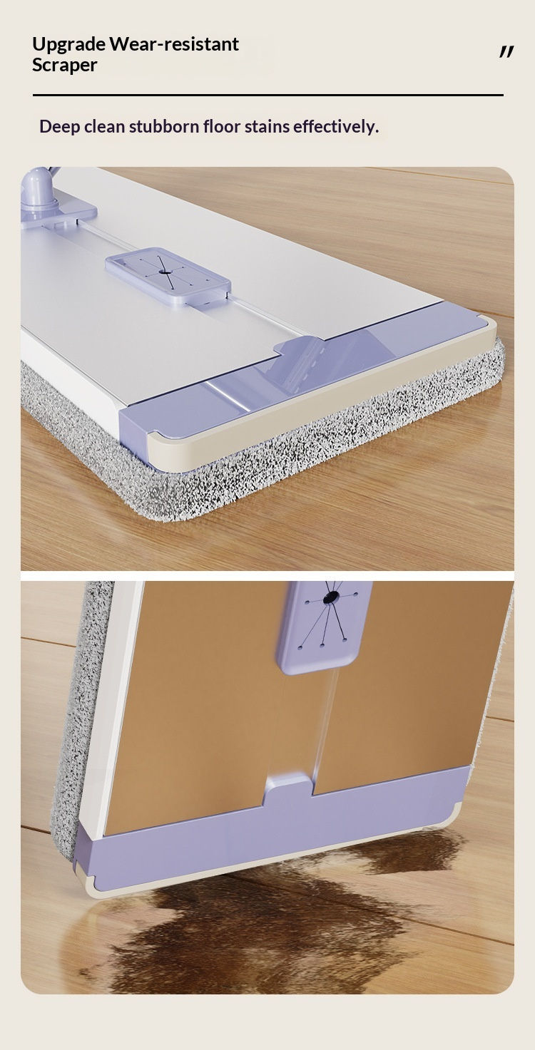 Thumbnail: Extra Wide Thick Aluminum Alloy Flat Mop Microfiber Pad Hands Free Easy Wringing