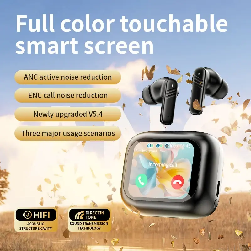 Thumbnail: Wireless Touch Control Earbuds with LCD Screen Multi-Language Microphone Headset