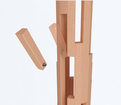 Industrial design coat rack operation detail