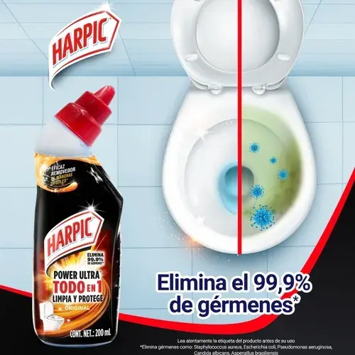 Miniatura: Limpiador Líquido Harpic Todo en 1 Original 200 ml para Inodoros Potente