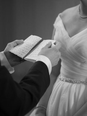a groom reading his vows