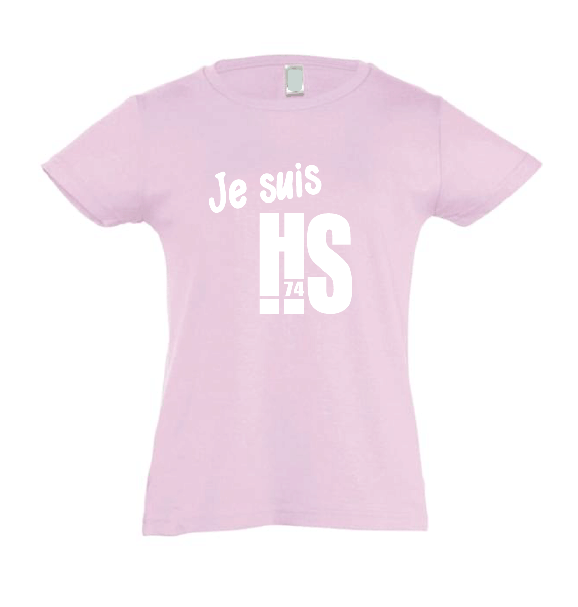 T-shirt savoyard Haute-Savoie fille Je suis HS  fabriquer France couleur rose pale vue face