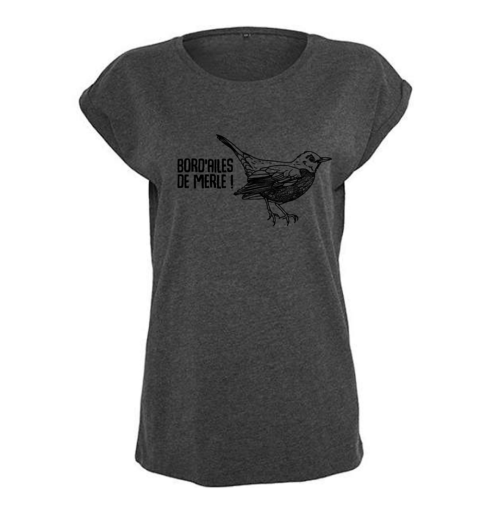 Thumbnail: tee-shirt pour femme gris foncé bord'ailes de merle jeux de mot humour