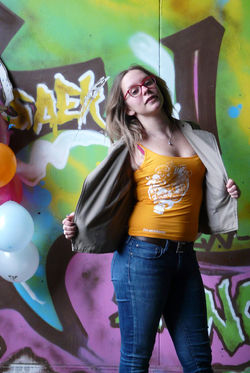 Débardeur orange tête de mort