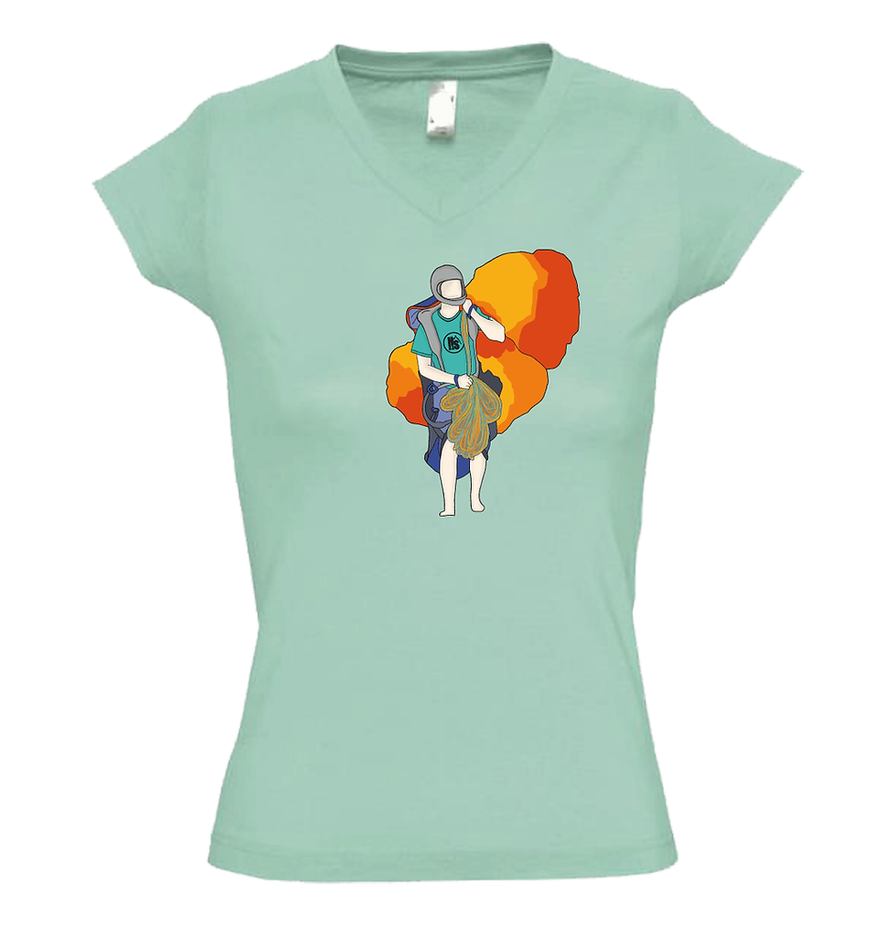 Thumbnail: Tee-shirt cintré pour femme Parapente menthe Hot Savoie74 dédié imaginé et fabriqué en Haute-Savoie