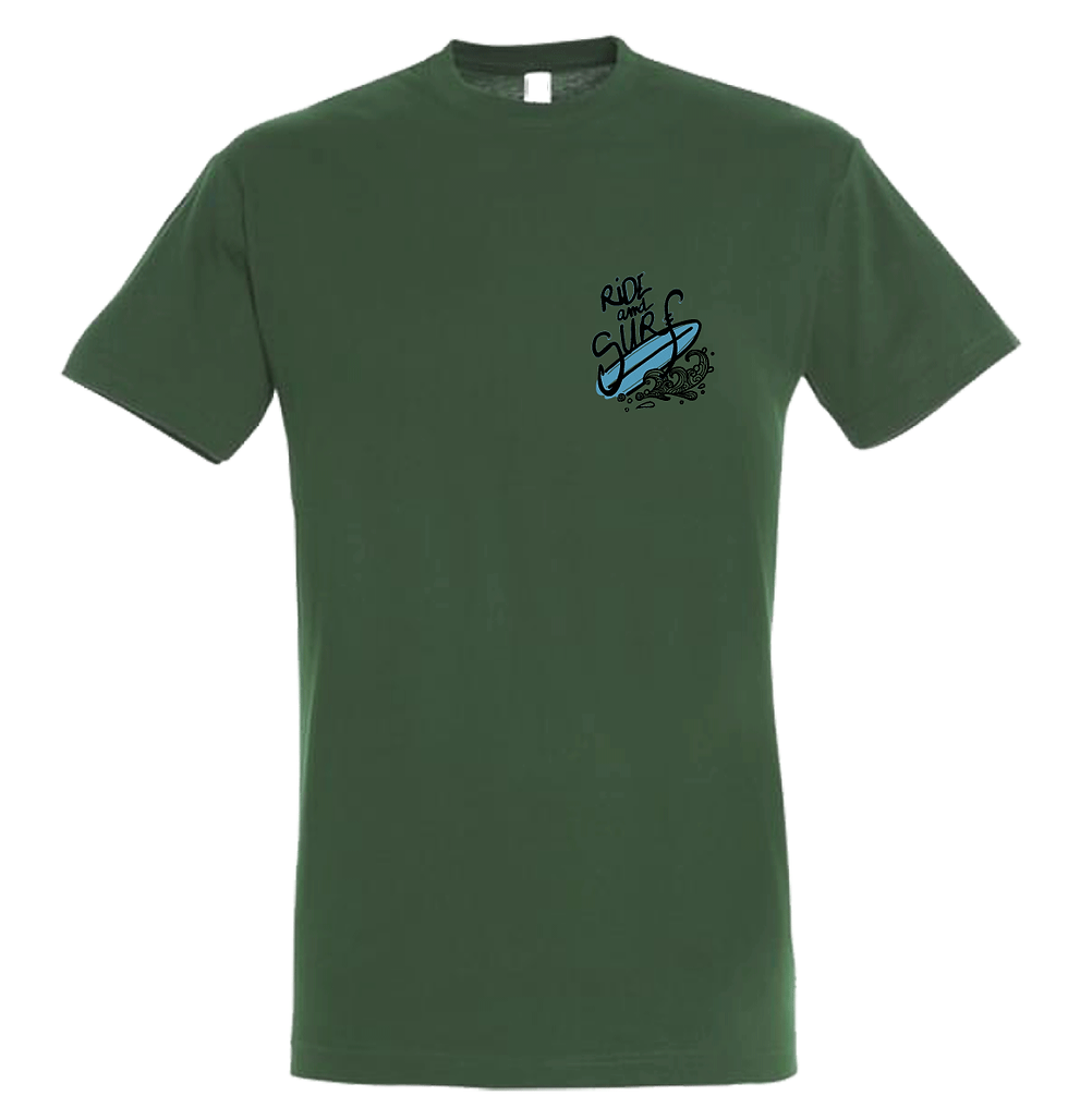 Thumbnail: tee-shirt homme motif poitrine ride and surf, dédié, imaginé et fabriqué par Hot Savoie