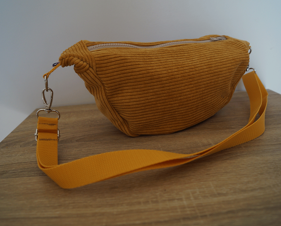 Thumbnail: Sac | Sac banane | Sacoche | velours côtelé moutarde | Recyclé