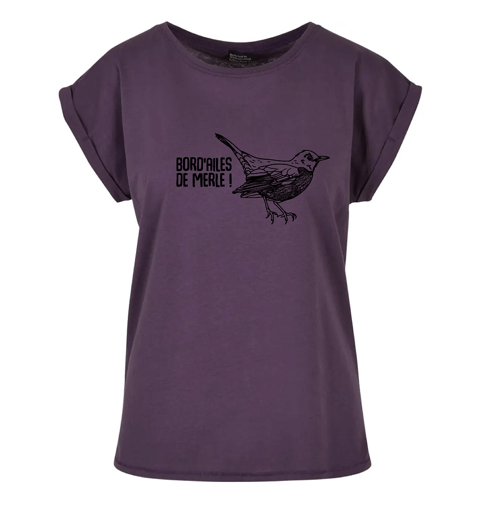 Thumbnail: tee-shirt pour femme violet bord'ailes de merle jeux de mot humour