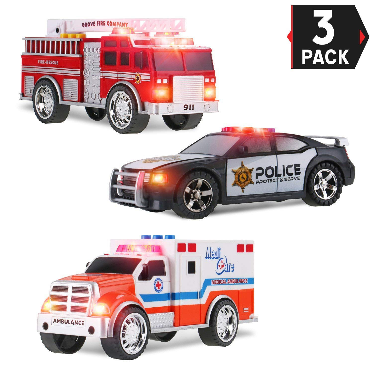 Gift Depot 3-In-1 Emergency Vehicle Toy Play Set