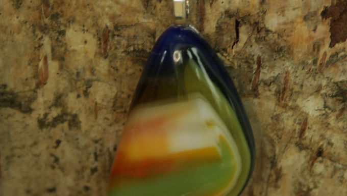 2872 - Triangular multi-coloured glass pendant