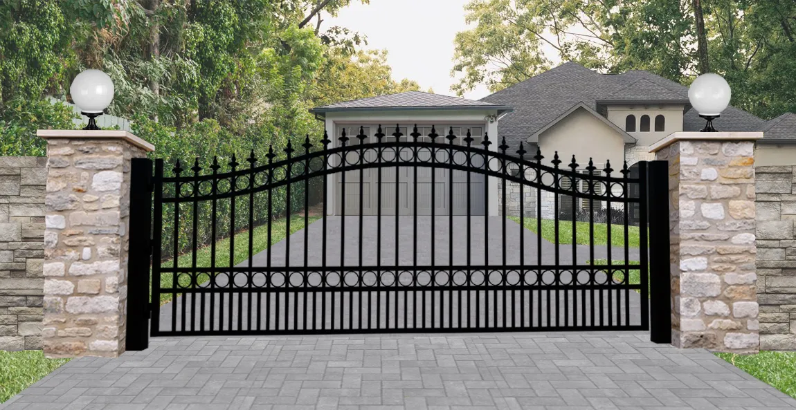 Overhead garage doors swing gates