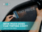 Hands applying tint on a car window with a squeegee. Text reads "How Much Does Car Tinting Cost? 2026 Car Tint Price."