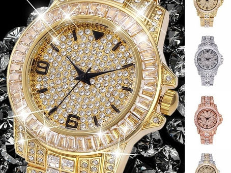 Classic Arabic Watch Men/Women Luxury Watch Waterproof Full Diamond Quartz Iced.