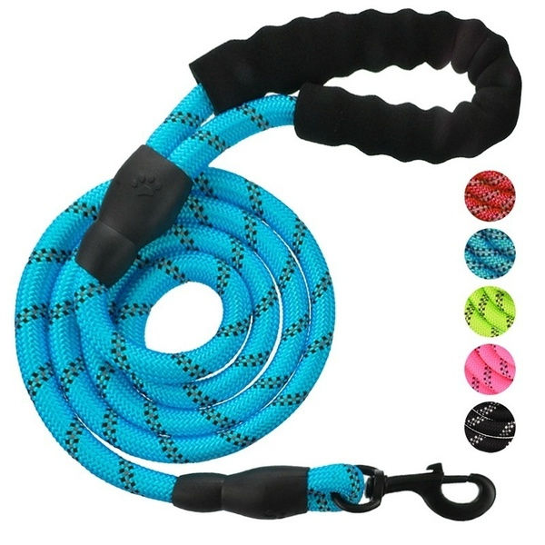 (With Padded Handle) Reflective Leash Pulling Rope Night Light Elastic Nylon Pul