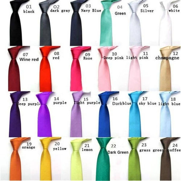 Men's Fashion Casual Tie Solid Color Skinny Ties Wedding Polyester 24 Colors