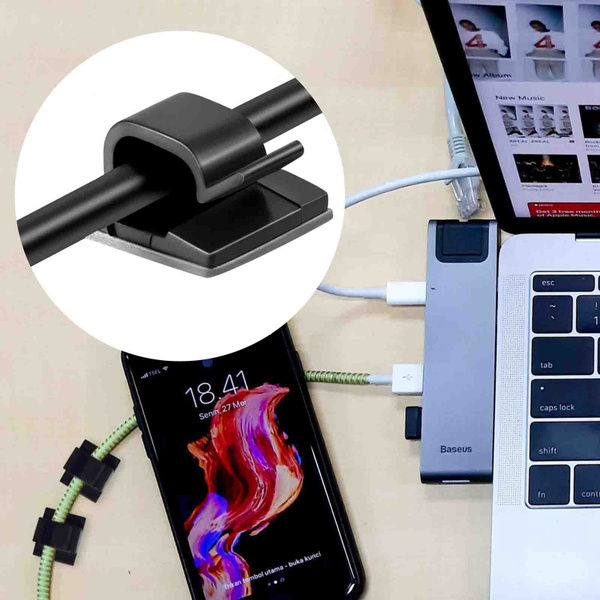 4/10/20/50/100PCS Cable Clips Self Adhesive Cord Management Black Wire Holder Or