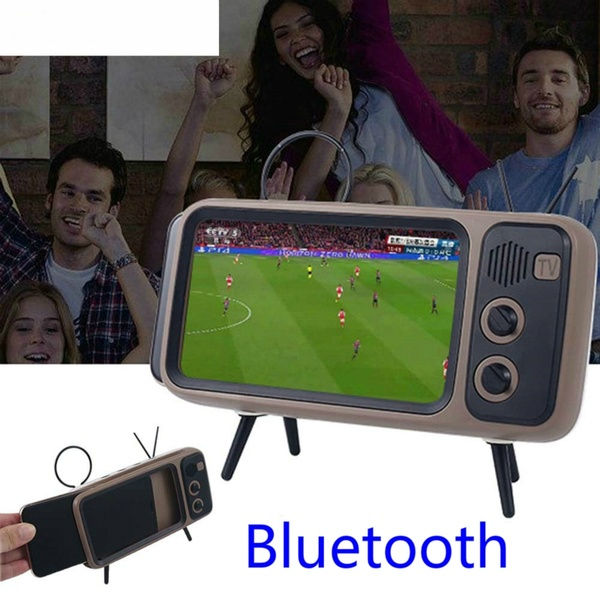 Portable Wireless Bluetooth Speaker Retro Mini Mobile Phone TV Holder Speaker Su