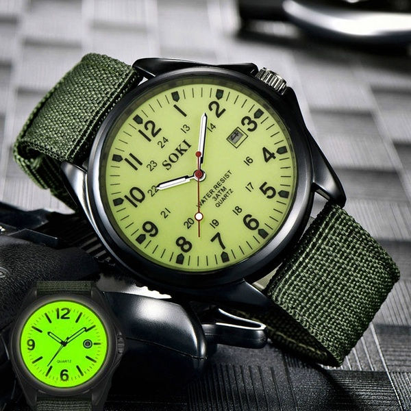 Glow in the Dark Watches Tops Brand Luxury Military Mens Clock Quartz Army Watch