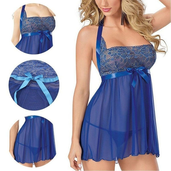 Sleepwear Sexy Womens Babydoll Dress Ladies Satin Nightdress Pajamas Lingerie