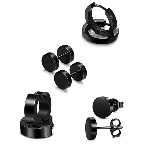 Miniatura: 4 Pairs/set Stainless Steel Stud Earrings for Men Women Hoop Earrings Piercing B