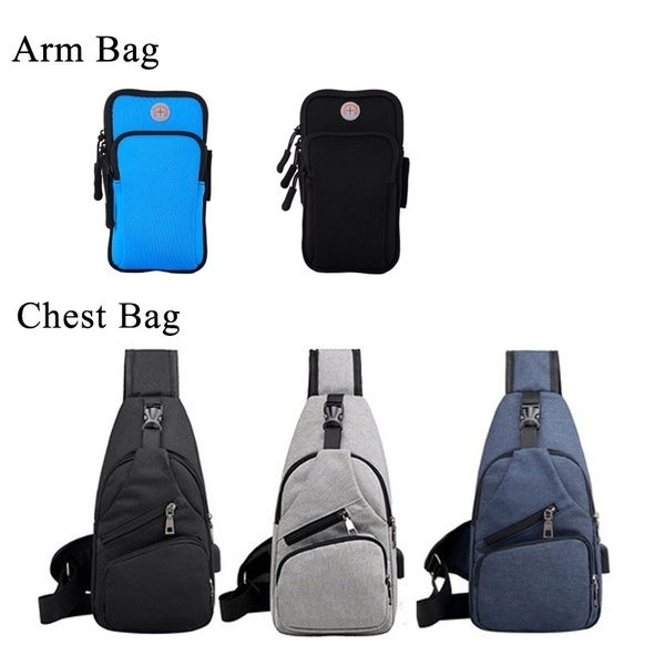 Large Capacity Bag Casual Outdoor Travel USB Charging Port Sling Bag Chest Bag C
