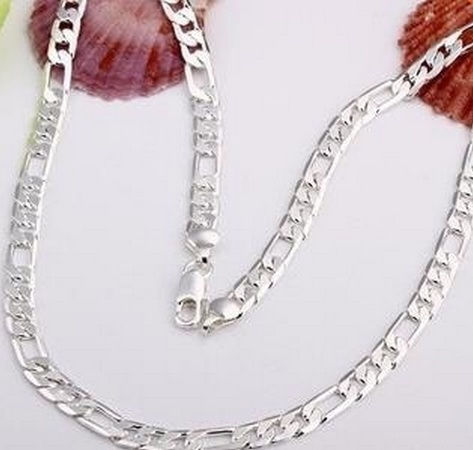 Wholesale 925 Sterling Silver Men Flat Sideways Chain Necklace 4MM 16"-30"
