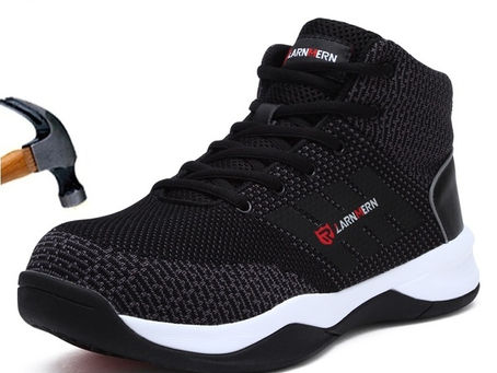 LARNMERN Mens Steel Toe Safety Work Shoes for Men Breathable Lightweight Anti-smashing Non-slip Refl
