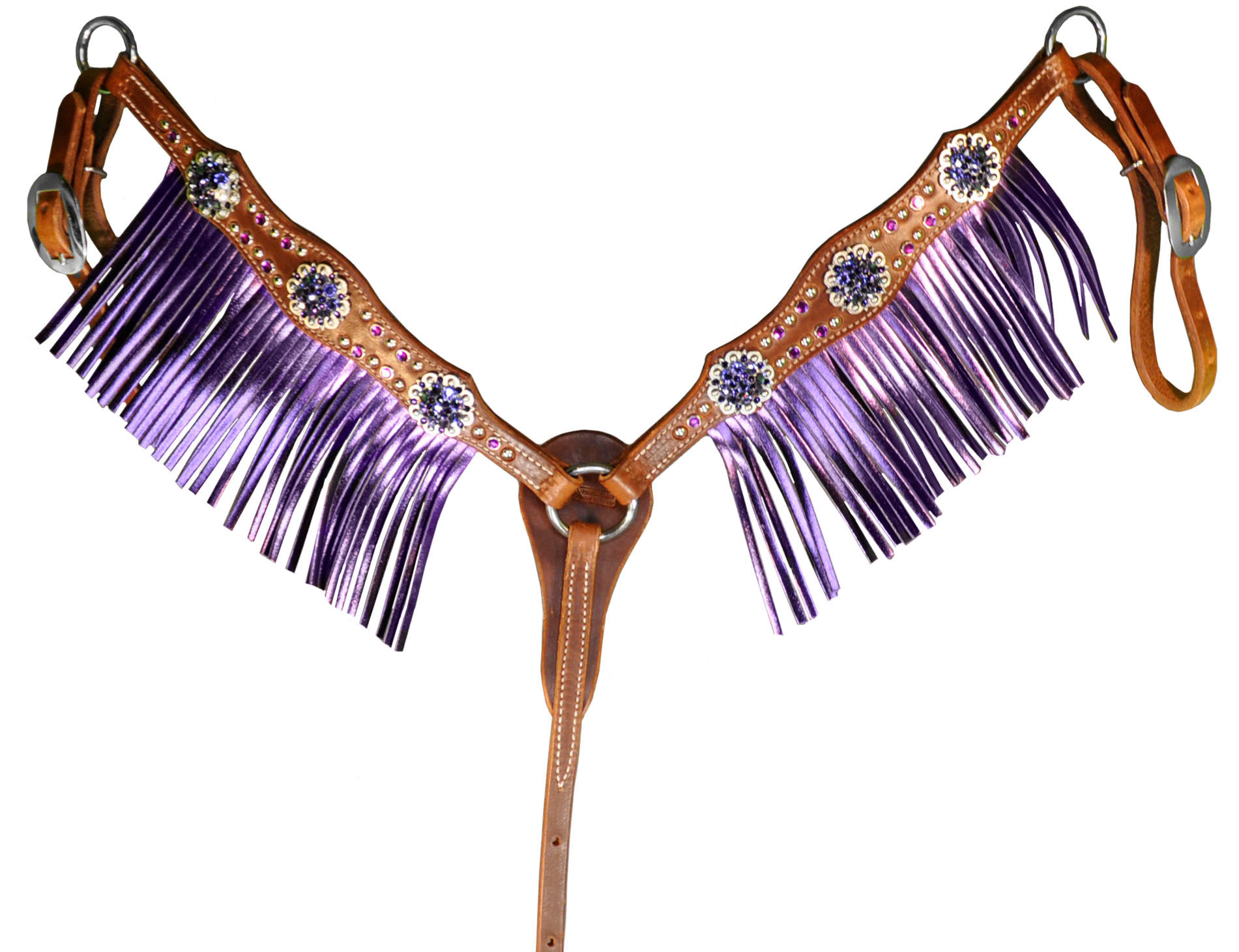 Purple Swarovski Crystal Breast Collar w/ Fringe