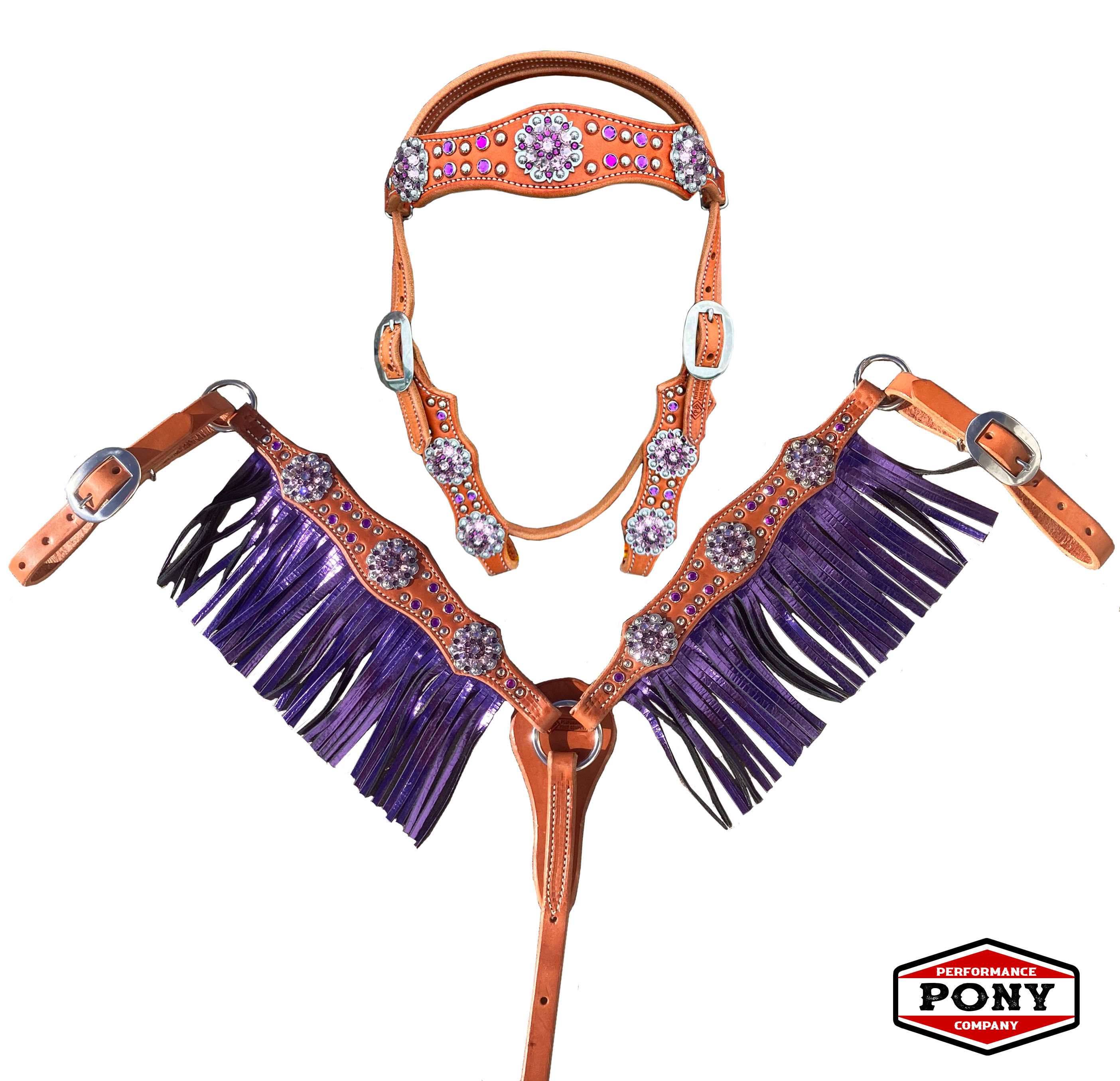 Purple Crystal Fringe Set w/ Browband