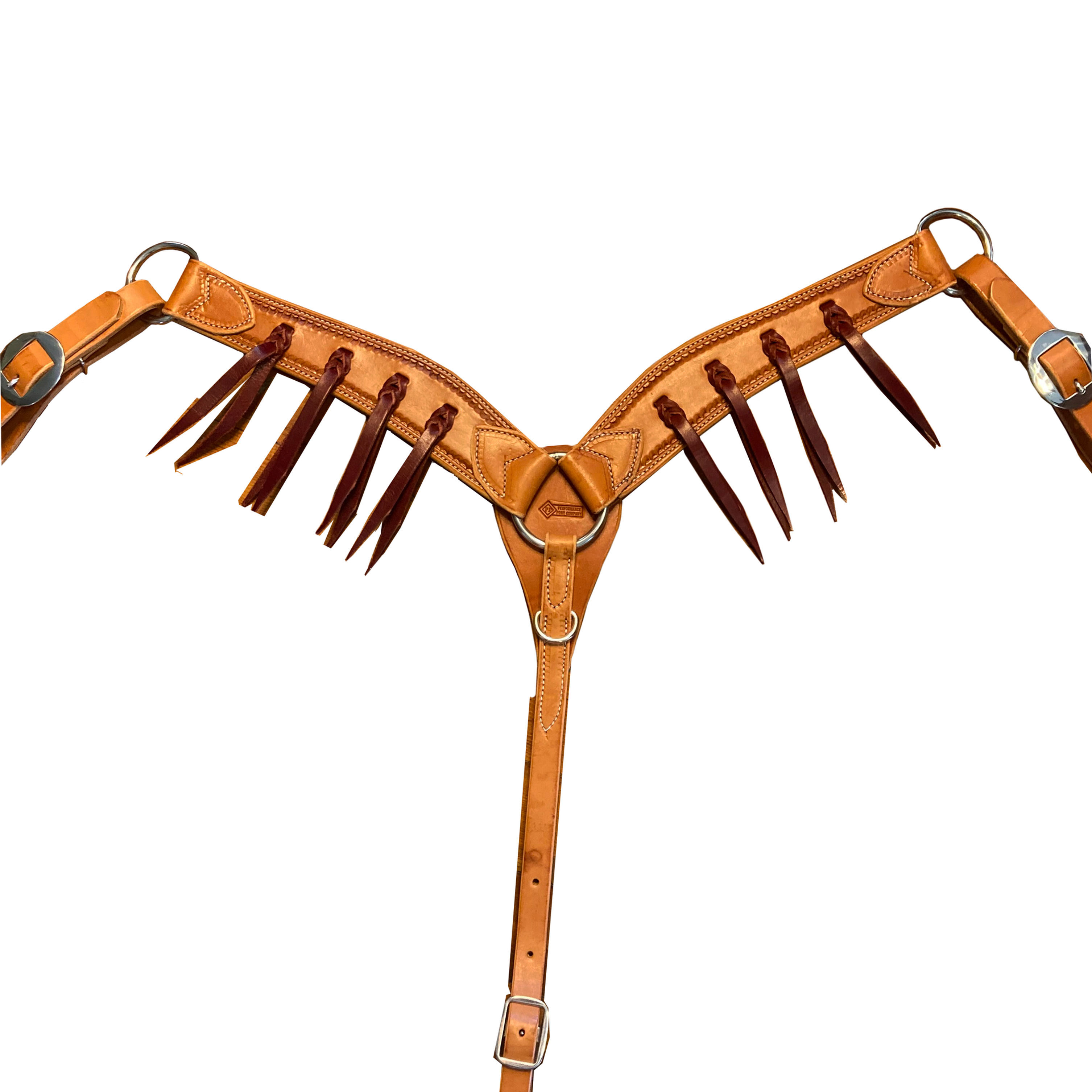 Russet Border Tooled w/ Latigo Bleed Knots Breast Collar
