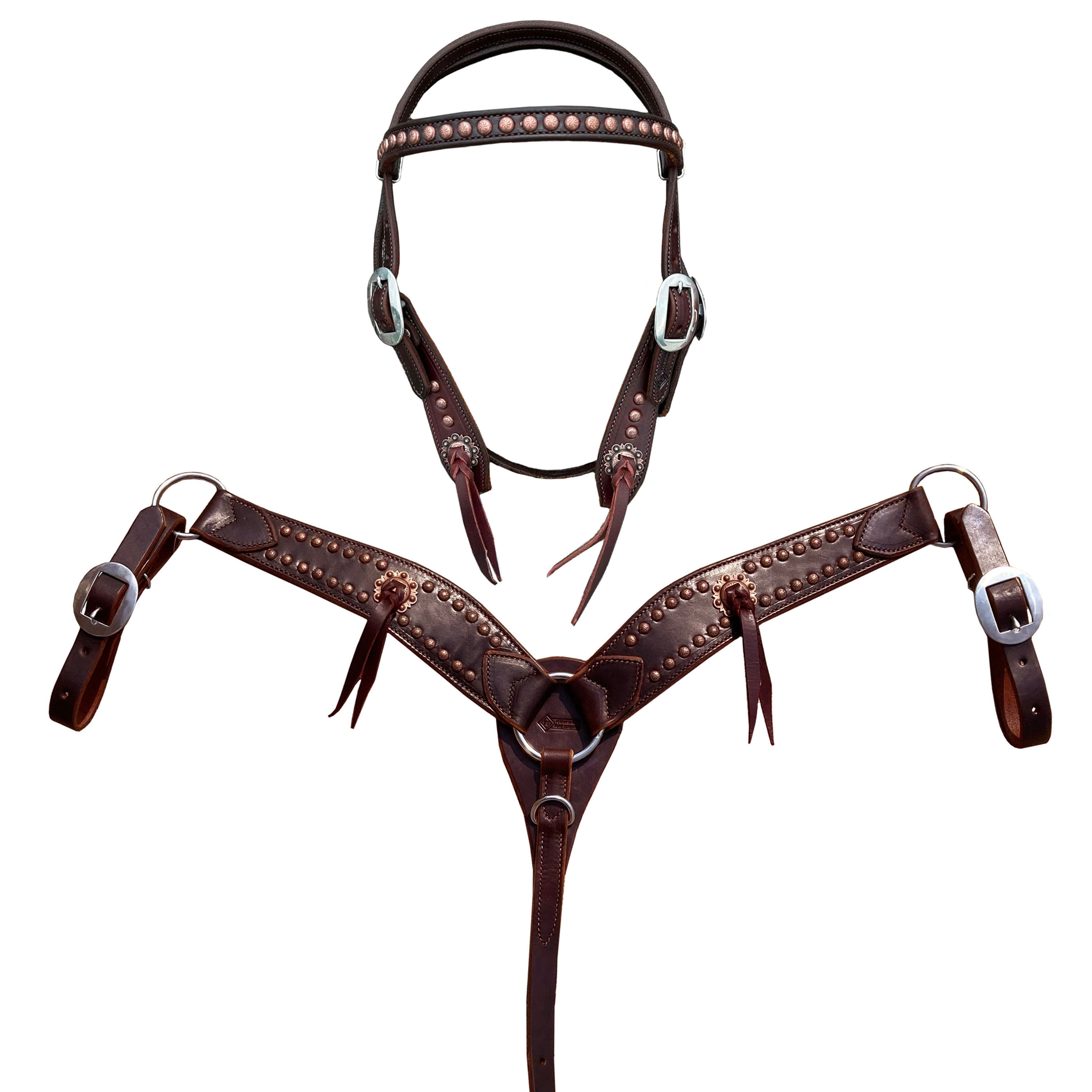 Large Walnut Copper Dot Browband Tack Set
