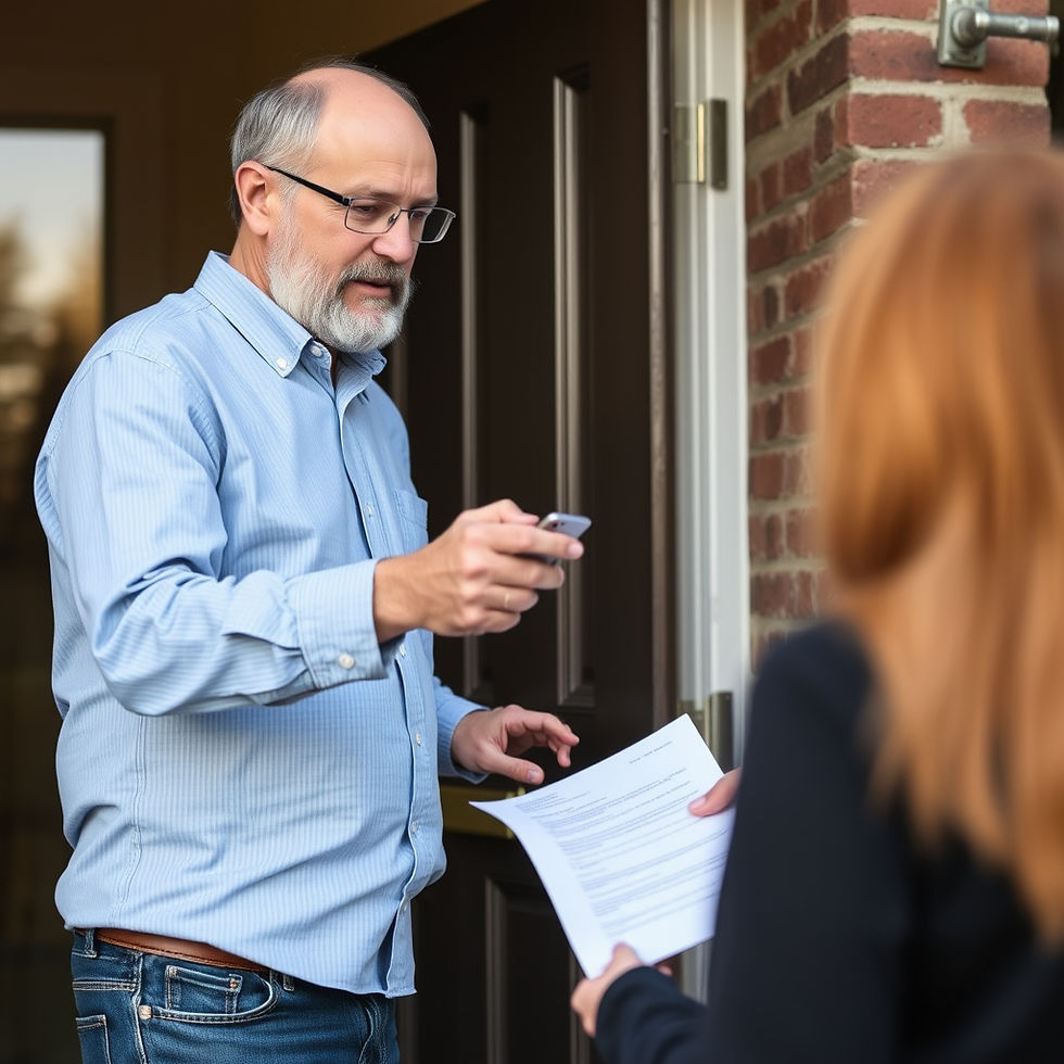 Man being served by a Process Server