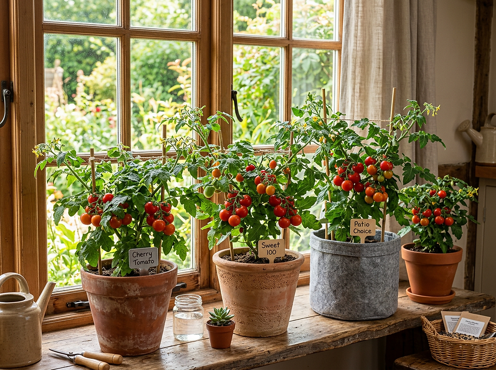 tomatoes growing on sunny shelf Tampa Bay