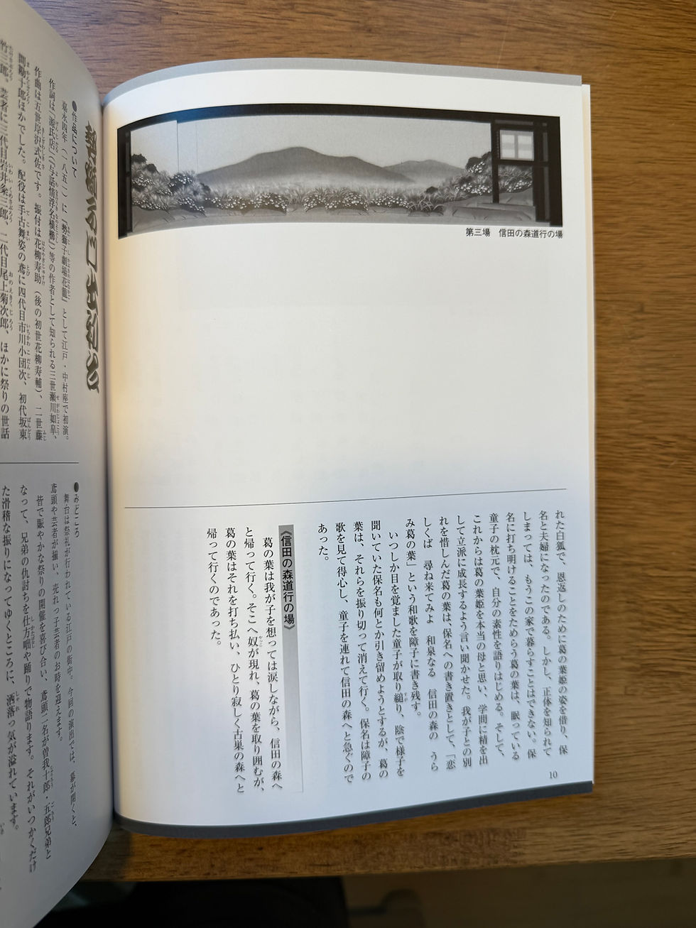 위 작품의 3막의 무대 디자인 (Kuzunoha라는 고대 설화를 바탕으로 한 가부키 극이었다)